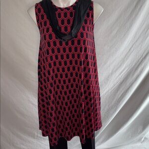 Nicole Miller Red and Black Geometric Dress